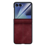 Custodia per telefono con cerniera magnetica e texture in pelle di pecora integrata, con cuciture a vista., For Galaxy Z Flip7 5G, For Galaxy Z Flip6 5G