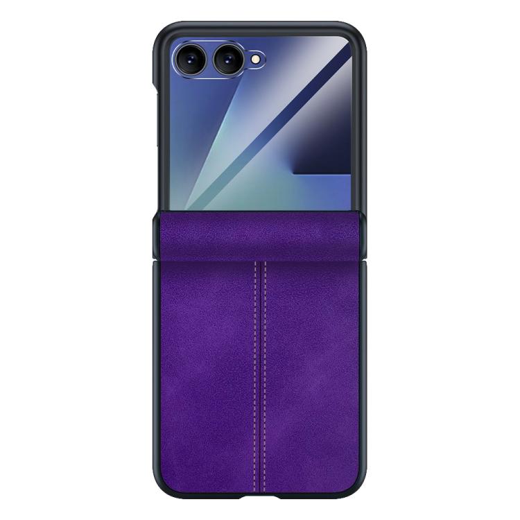 Custodia per telefono con cerniera magnetica e texture in pelle di pecora integrata, con cuciture a vista., For Galaxy Z Flip7 5G, For Galaxy Z Flip6 5G