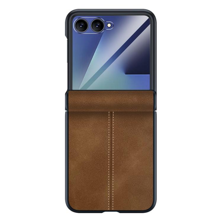 Custodia per telefono con cerniera magnetica e texture in pelle di pecora integrata, con cuciture a vista., For Galaxy Z Flip7 5G, For Galaxy Z Flip6 5G