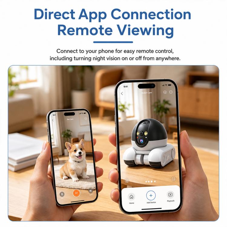 Telecamera domestica HD a doppia lente con controllo remoto tramite cellulare per il monitoraggio degli animali domestici, Type A, Type B