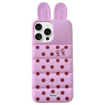 Custodia per telefono in TPU con orecchie da coniglio e pois soffietti, For iPhone 16 Pro, For iPhone 16, For iPhone 15 Pro Max, For iPhone 15 Pro
