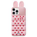 Custodia per telefono in TPU con orecchie da coniglio e pois soffietti, For iPhone 16 Pro, For iPhone 16, For iPhone 15 Pro Max, For iPhone 15 Pro