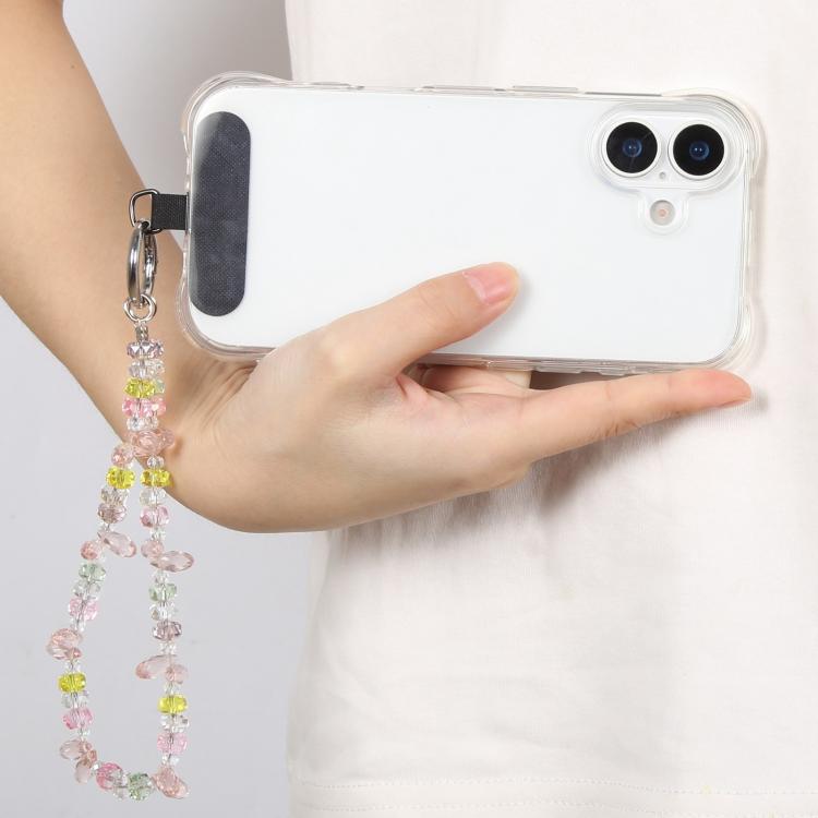 Ciondolo per cellulare con perline di cristallo trasparenti e colorate