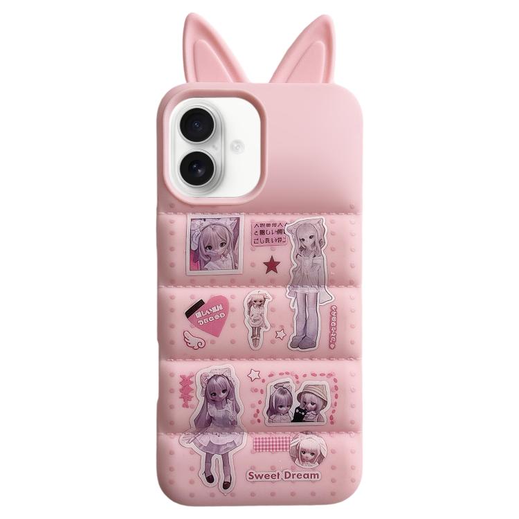 Custodia per telefono in TPU con orecchie da coniglio e personaggi dei cartoni animati, For iPhone 17 Pro Max, For iPhone 17 Pro, For iPhone 17, For iPhone 16 Pro Max, For iPhone 16 Pro, For iPhone 16