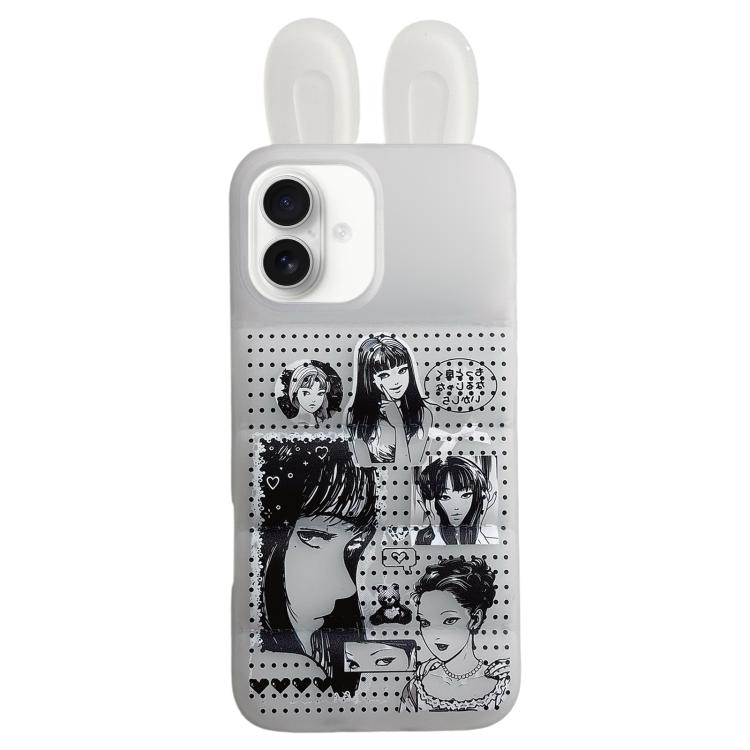 Custodia per telefono in TPU con orecchie da coniglio e personaggi dei cartoni animati, For iPhone 17 Pro Max, For iPhone 17 Pro, For iPhone 17, For iPhone 16 Pro Max, For iPhone 16 Pro, For iPhone 16