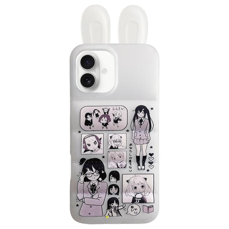 Custodia per telefono in TPU con orecchie da coniglio e personaggi dei cartoni animati, For iPhone 17 Pro Max, For iPhone 17 Pro, For iPhone 17, For iPhone 16 Pro Max, For iPhone 16 Pro, For iPhone 16