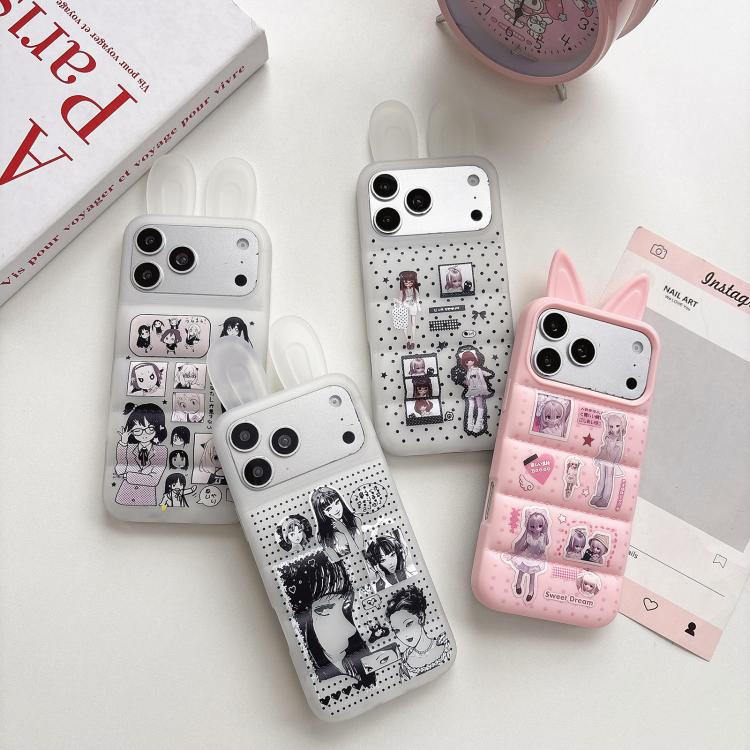 Custodia per telefono in TPU con orecchie da coniglio e personaggi dei cartoni animati, For iPhone 13 Pro Max, For iPhone 13, For iPhone 12 Pro Max