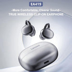 Auricolari Bluetooth true wireless Lenovo EA419 con clip a orecchio aperto.