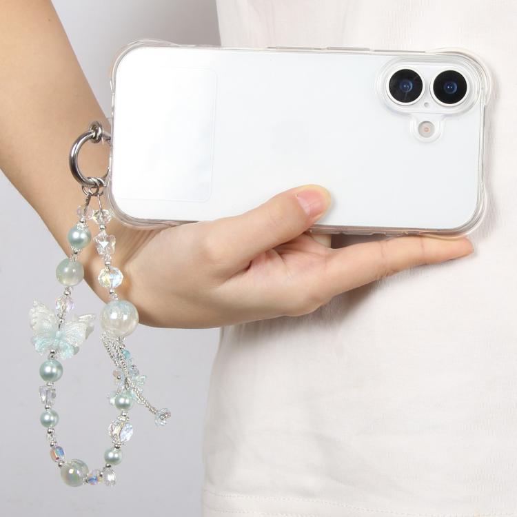 Ciondolo per cellulare con perline a forma di farfalla bicolore