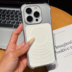Custodia magnetica per telefono con texture a onde d'acqua e pellicola protettiva per obiettivo., For iPhone 16 Pro Max, For iPhone 16 Pro, For iPhone 16