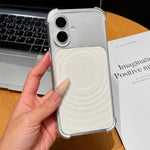 Custodia magnetica per telefono con texture a onde d'acqua e pellicola protettiva per obiettivo., For iPhone 17 Pro Max, For iPhone 17 Pro, For iPhone 17