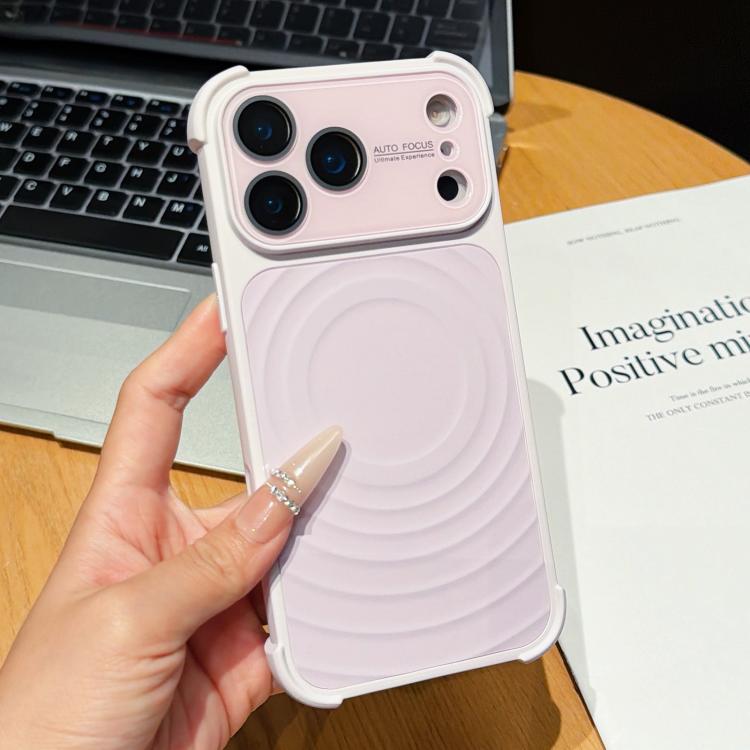 Custodia magnetica per telefono con texture a onde d'acqua e pellicola protettiva per obiettivo., For iPhone 17 Pro Max, For iPhone 17 Pro, For iPhone 17