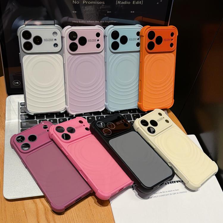 Custodia magnetica per telefono con texture a onde d'acqua e pellicola protettiva per obiettivo., For iPhone 14, For iPhone 14 Pro, For iPhone 14 Pro Max