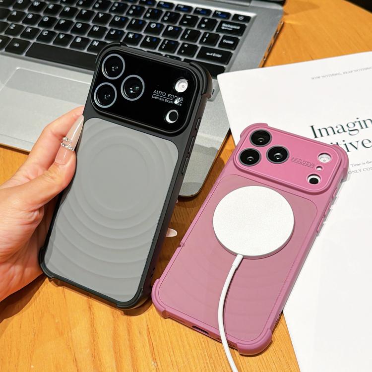 Custodia magnetica per telefono con texture a onde d'acqua e pellicola protettiva per obiettivo., For iPhone 16 Pro Max, For iPhone 16 Pro, For iPhone 16