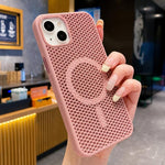 Custodia magnetica rinfrescante a nido d'ape per telefono, piacevole al tatto., For iPhone 15 Pro, For iPhone 15 Plus