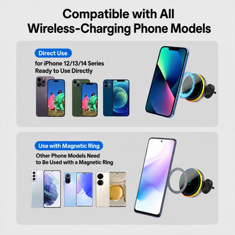Supporto auto con ricarica wireless magnetica T1S