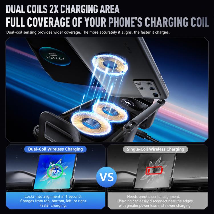Caricabatterie wireless auto 15W con supporto girevole
