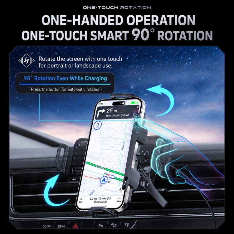 Caricabatterie wireless auto 15W con supporto girevole