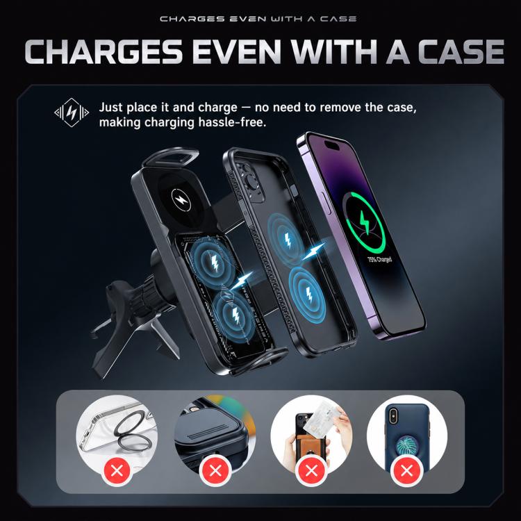 Caricabatterie wireless auto 15W con supporto girevole