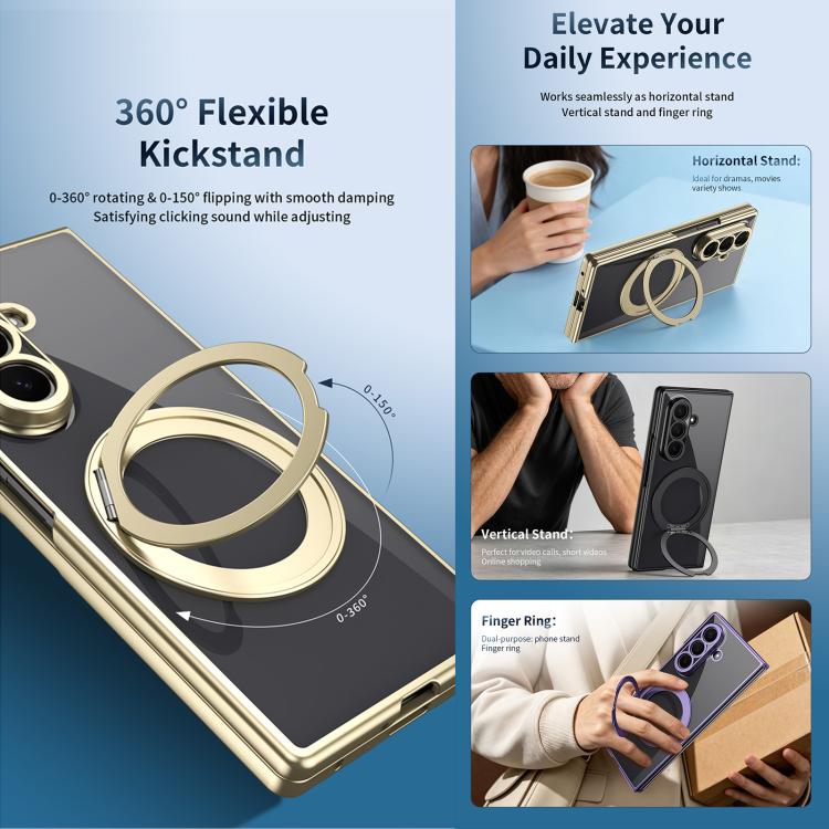 Custodia per telefono con anello magnetico trasparente e pellicola integrata, For Galaxy Z Fold4