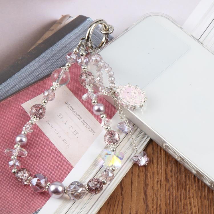 Ciondolo a forma di ballerina, cinturino per cellulare con perline e laccetto di sicurezza per donne e ragazze.