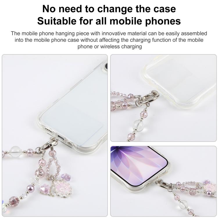 Ciondolo a forma di ballerina, cinturino per cellulare con perline e laccetto di sicurezza per donne e ragazze.