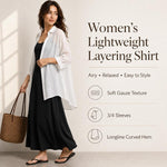 Camicetta da donna di media lunghezza, leggera, traspirante e con protezione solare., L, XL