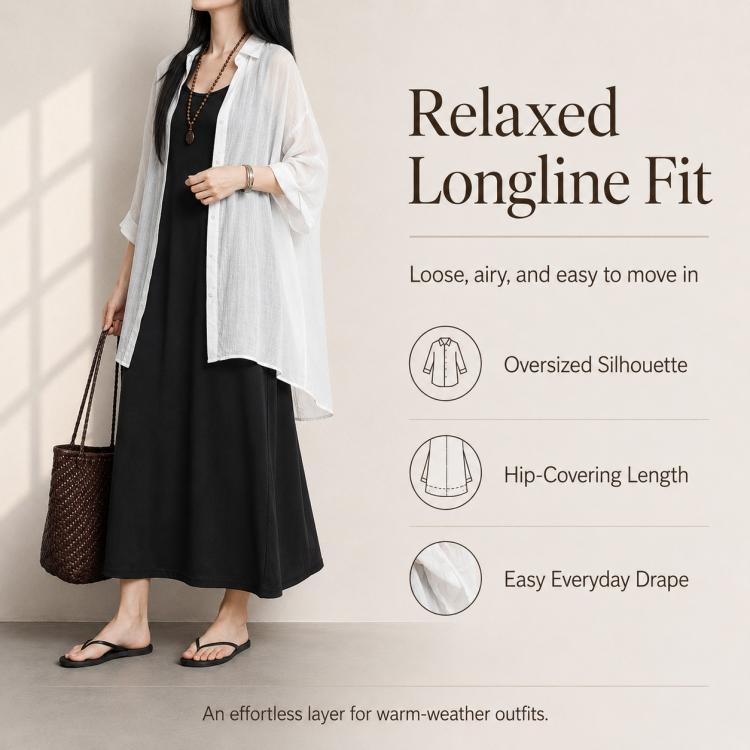 Camicetta da donna di media lunghezza, leggera, traspirante e con protezione solare., L, XL