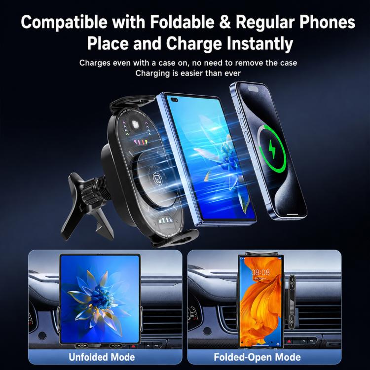Supporto girevole wireless auto 15W per bocchette ventilazione