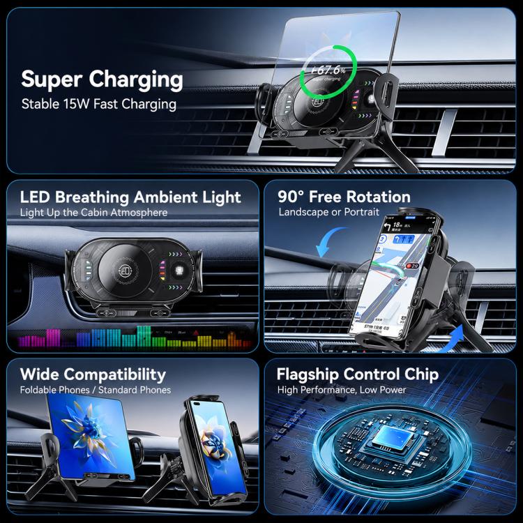 Supporto girevole wireless auto 15W per bocchette ventilazione
