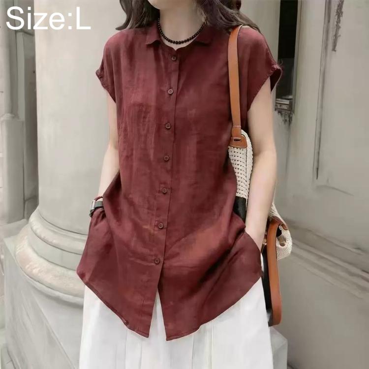 Camicia da donna a maniche corte leggera antipiega