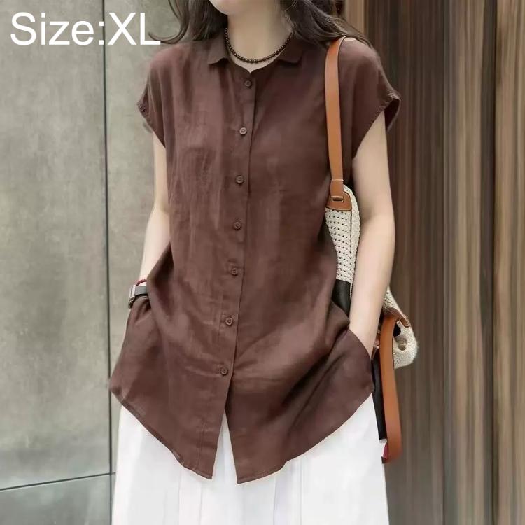 Camicia da donna a maniche corte leggera antipiega