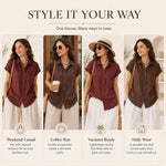 Camicia da donna a maniche corte leggera antipiega