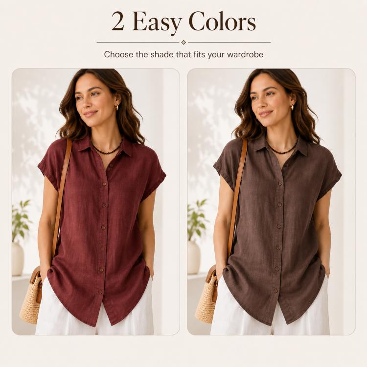 Camicia da donna a maniche corte leggera antipiega