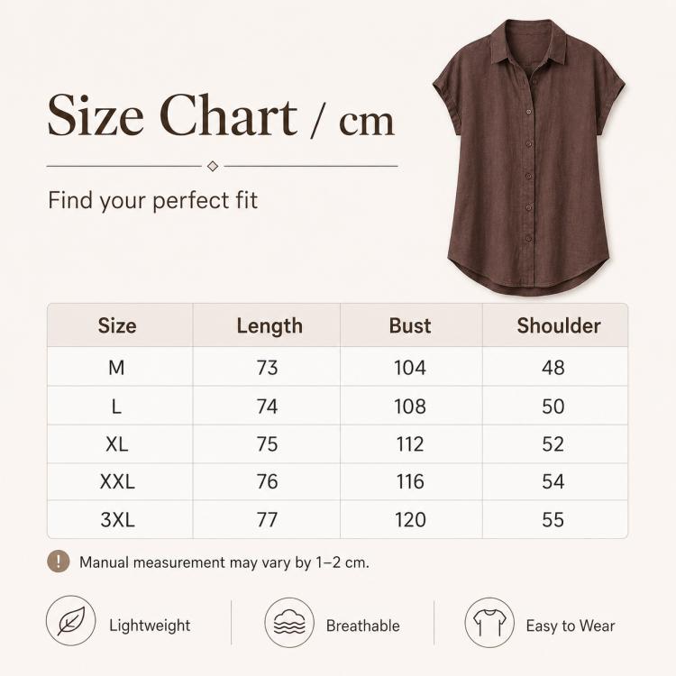 Camicia da donna a maniche corte leggera antipiega
