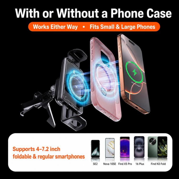Caricabatterie wireless auto 15W con supporto girevole