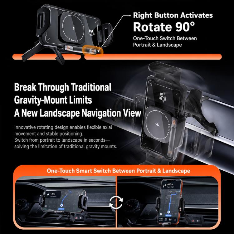 Caricabatterie wireless auto 15W con supporto girevole