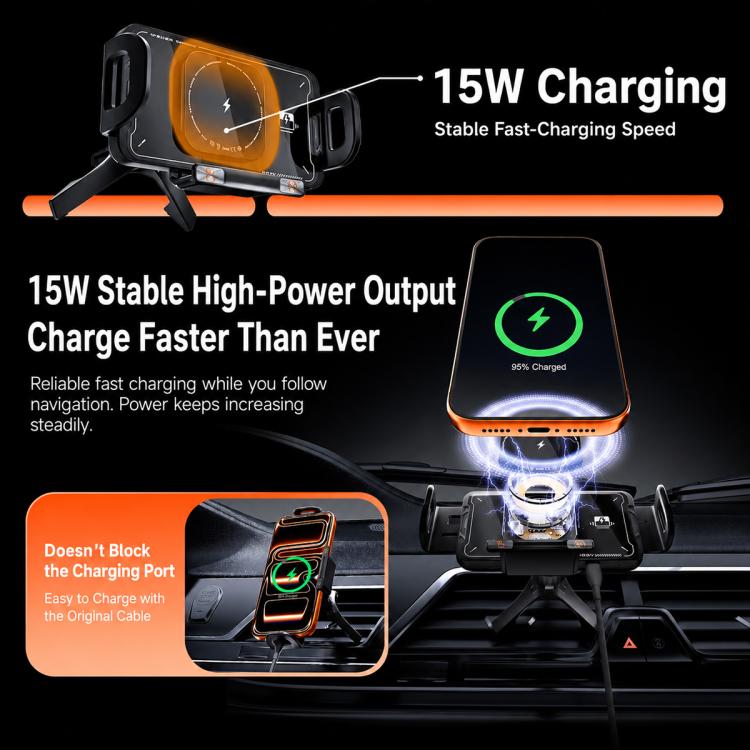 Caricabatterie wireless auto 15W con supporto girevole
