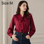 Camicetta da donna a maniche lunghe con fiocco al collo, casual da ufficio., S, M, L, XL