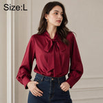 Camicetta da donna a maniche lunghe con fiocco al collo, casual da ufficio., S, M, L, XL