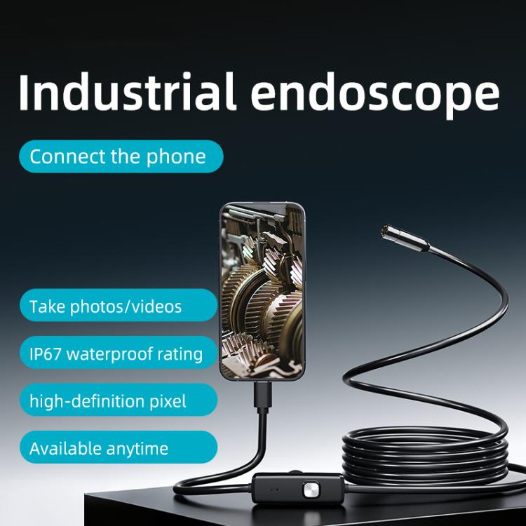 AN112T Endoscopio digitale industriale con connettore Type-C, IP67, 8 LED e cavo da 5,5 mm, 8 LED., 1m Hard Cable, 2m Hard Cable, 3.5m Hard Cable, 5m Hard Cable, 10m Hard Cable