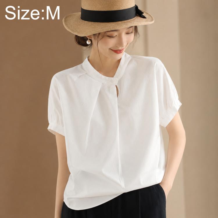 Camicia da donna a maniche corte con colletto sovrapposto in stil