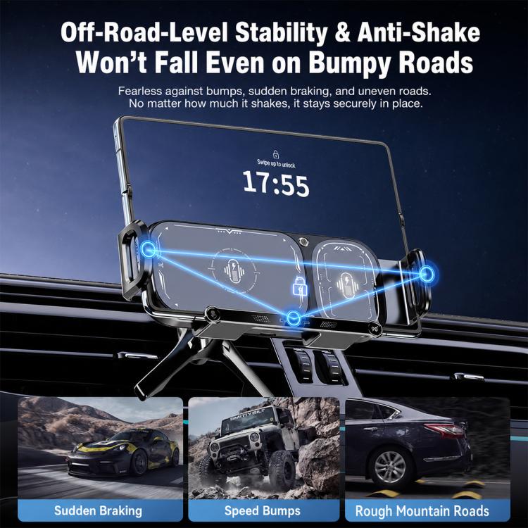 Caricabatterie wireless auto Q7S 15W con supporto girevole