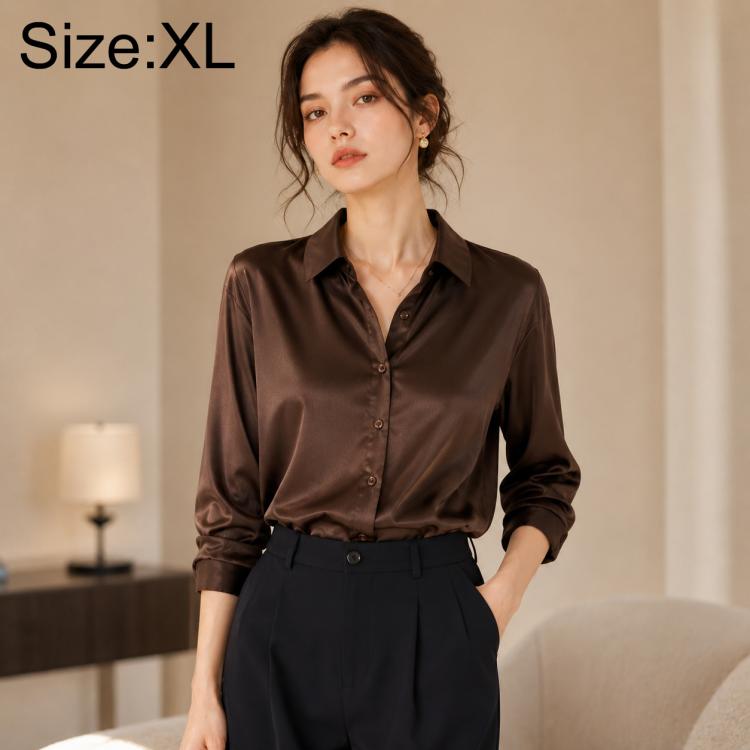 Camicia da donna a maniche lunghe in stile vintage ispirato a Hong Kong., XL, 2XL, 3XL