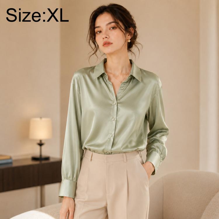 Camicia da donna a maniche lunghe in stile vintage ispirato a Hong Kong., XL, 2XL, 3XL
