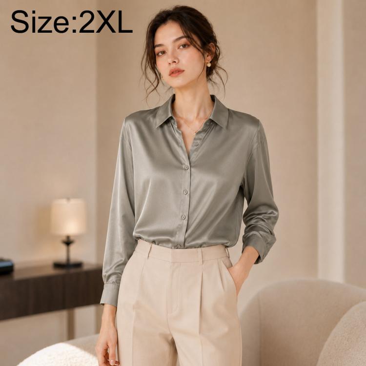 Camicia da donna a maniche lunghe in stile vintage ispirato a Hong Kong., XL, 2XL, 3XL