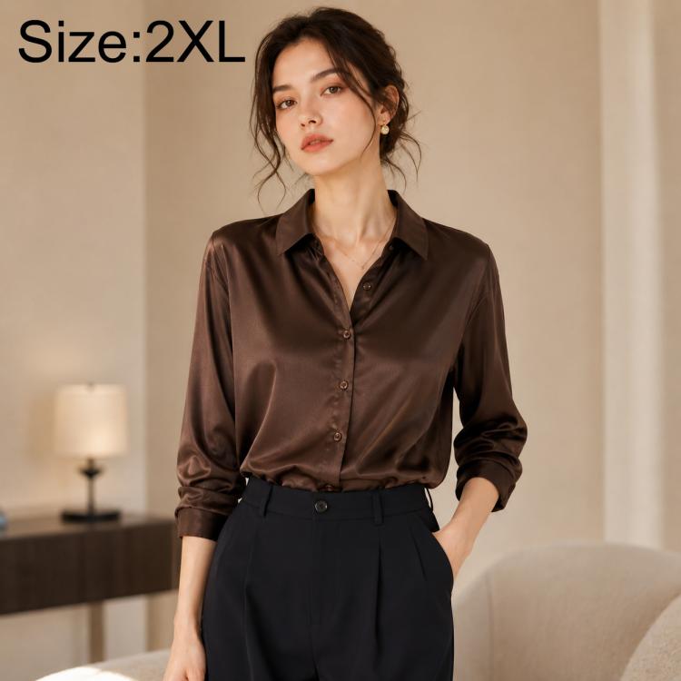 Camicia da donna a maniche lunghe in stile vintage ispirato a Hong Kong., XL, 2XL, 3XL