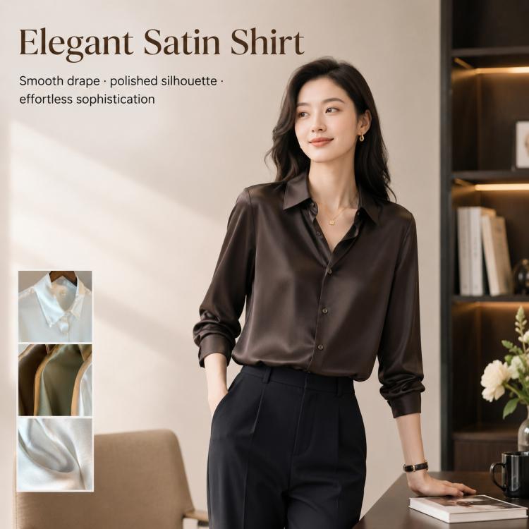 Camicia da donna a maniche lunghe in stile vintage ispirato a Hong Kong., S, M, L