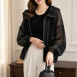 Cappotto da donna leggero con cappuccio e protezione solare., Free Size