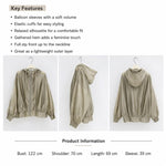 Cappotto da donna leggero con cappuccio e protezione solare., Free Size